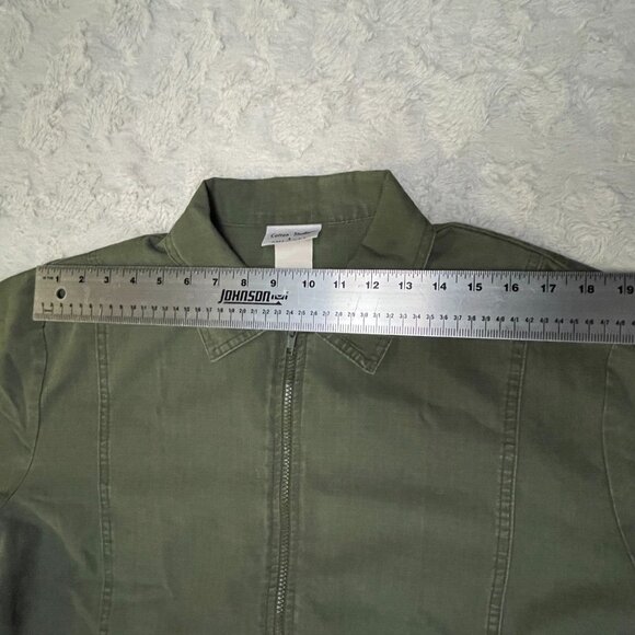 Cotton Studio Womens Zip Up Shirt Jacket Large Green Long Sleeve Lightweight USA - Picture 5 of 8